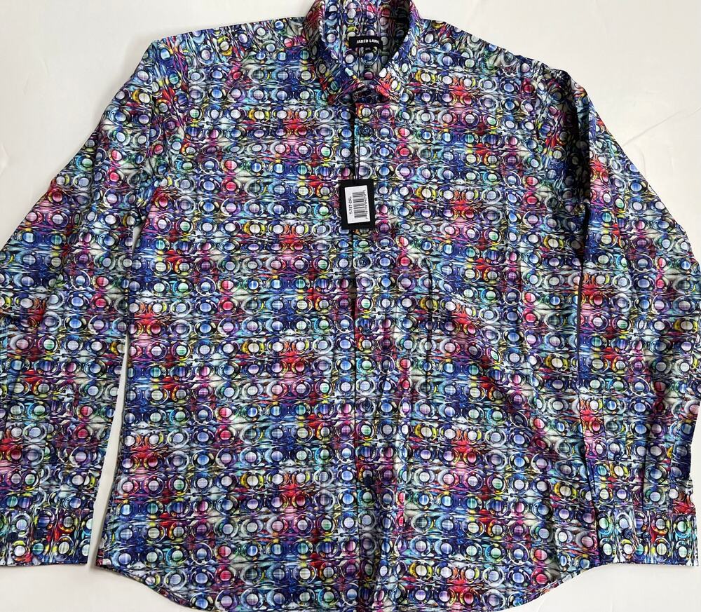 Jared Lang Men's Trim Fit Multicolor Button-Up Shirt T-757 Size 2XL